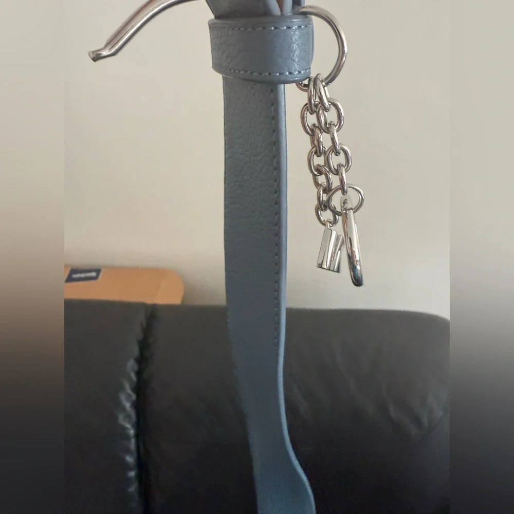 AUTHENTIC MICHAEL KORS LEATHER BELT BLUE W/MK CHARM LOGO BUCKLE SIZE small new - Picture 7 of 11